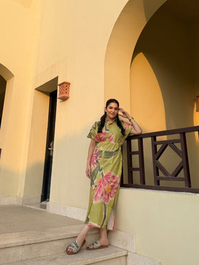 Alessia Dress in Tuscan Olive Print - Dress - Mizyana