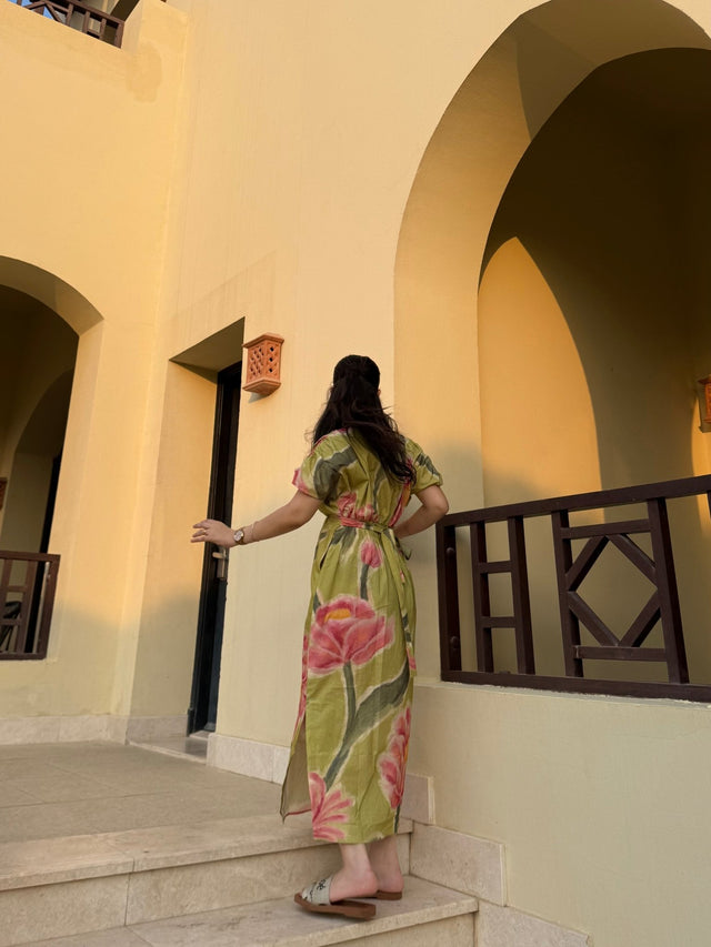 Alessia Dress in Tuscan Olive Print - Dress - Mizyana