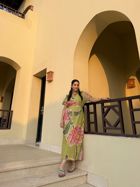 Alessia Dress in Tuscan Olive Print - Dress - Mizyana