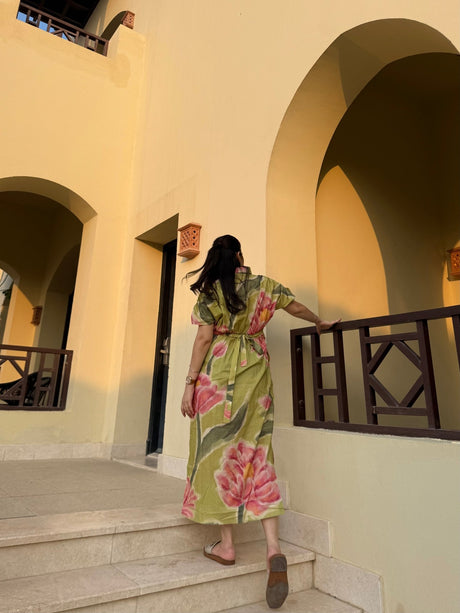 Alessia Dress in Tuscan Olive Print - Dress - Mizyana