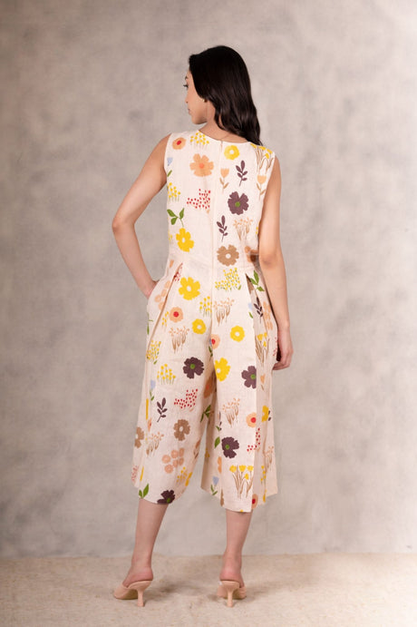 All Over Hand Block Print Jumpsuit - Mizyana