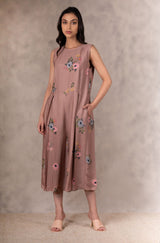 Almond Eden Print Top Jumpsuit And Jacket Set In Georgette Moss And Silk Organza With Hand Embroidery Details - Mizyana