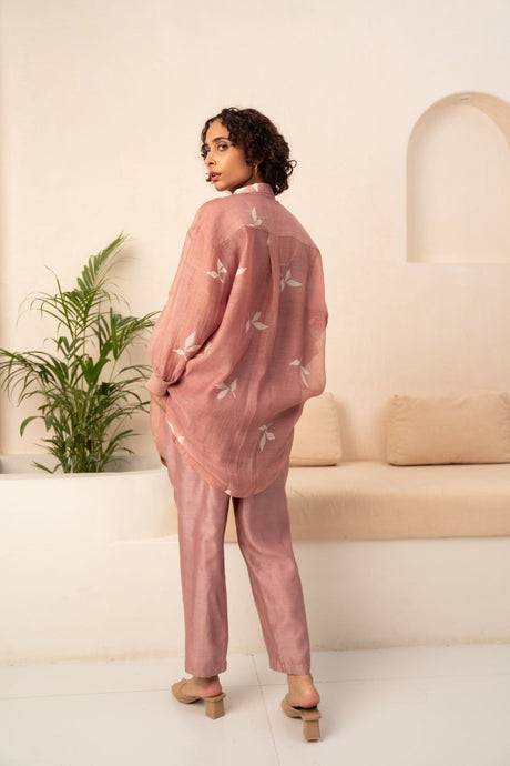 ALMOND LEAF PRINT KAFTAN + SOLID PANTS - Mizyana
