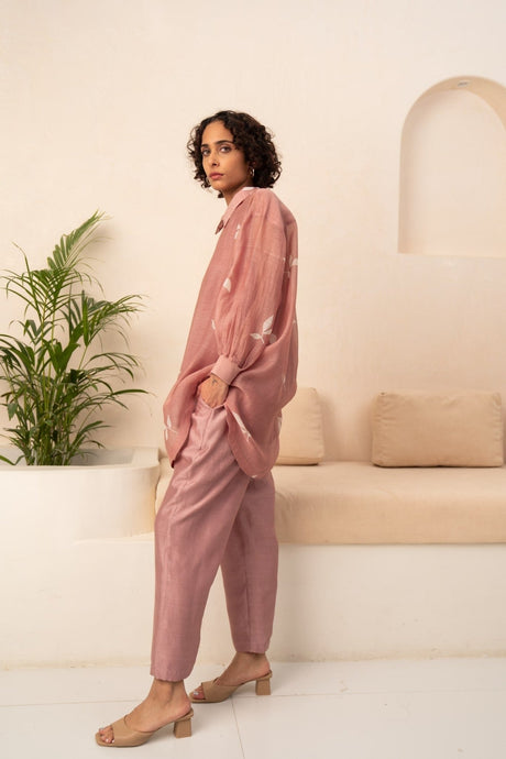 ALMOND LEAF PRINT KAFTAN + SOLID PANTS - Mizyana