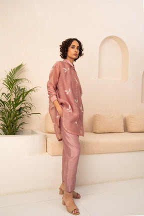 ALMOND LEAF PRINT KAFTAN + SOLID PANTS - Mizyana
