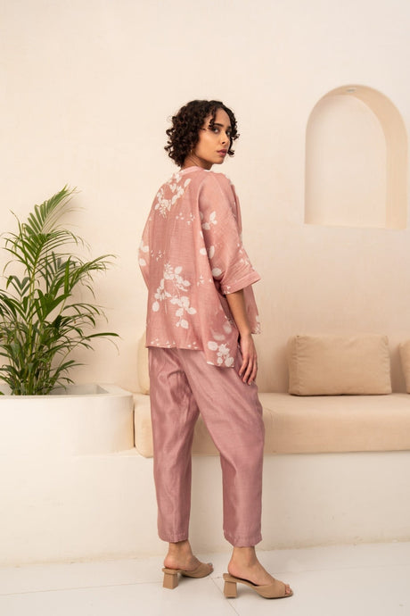ALMOND PETAL PRINT SHIRT + SOLID PANTS - Mizyana