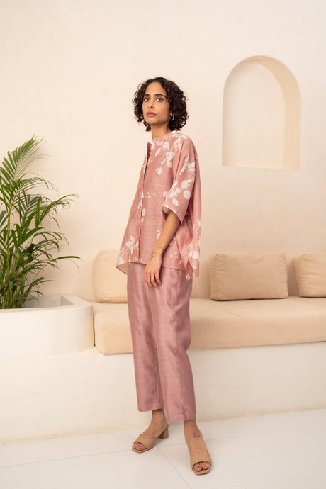 ALMOND PETAL PRINT SHIRT + SOLID PANTS - Mizyana