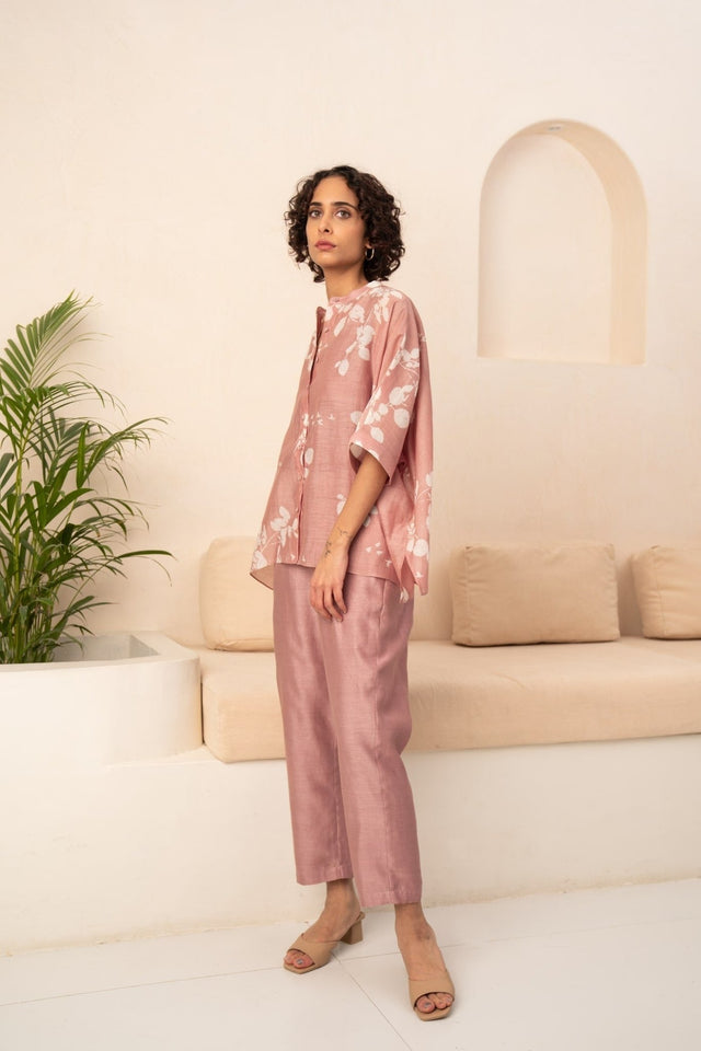 ALMOND PETAL PRINT SHIRT + SOLID PANTS - Mizyana