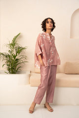 ALMOND PETAL PRINT SHIRT + SOLID PANTS - Mizyana