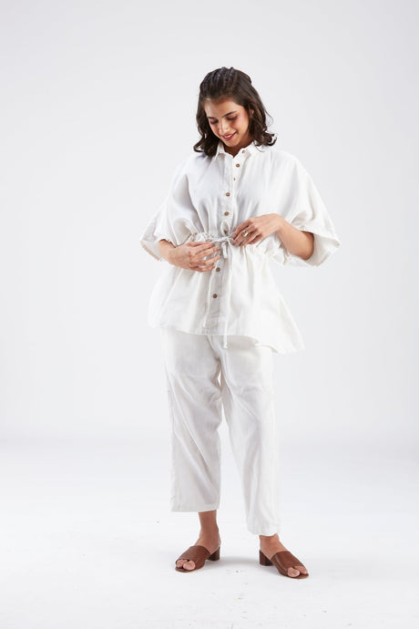 Amae White co-ord set - Co-ord Set - Mizyana