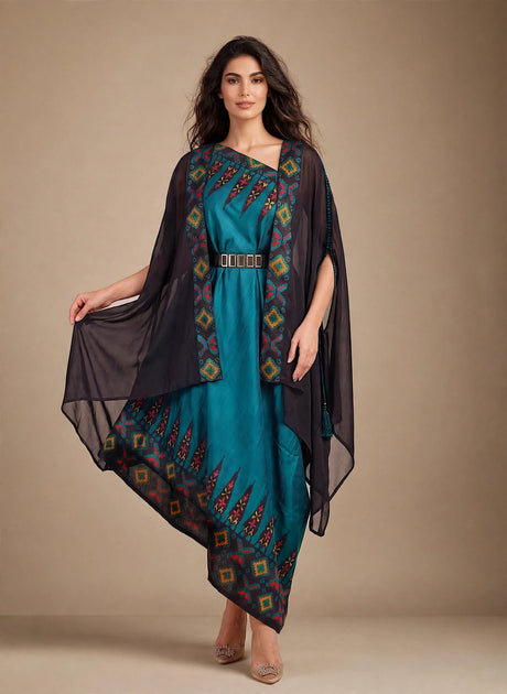 ankara blu cape set - Three-Piece Set - Mizyana