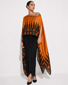 Ankara gold drape skirt set - Two-Piece Set - Mizyana