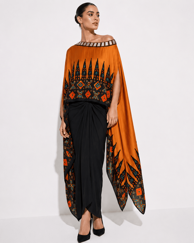 Ankara gold drape skirt set - Two-Piece Set - Mizyana