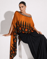 Ankara gold drape skirt set - Two-Piece Set - Mizyana