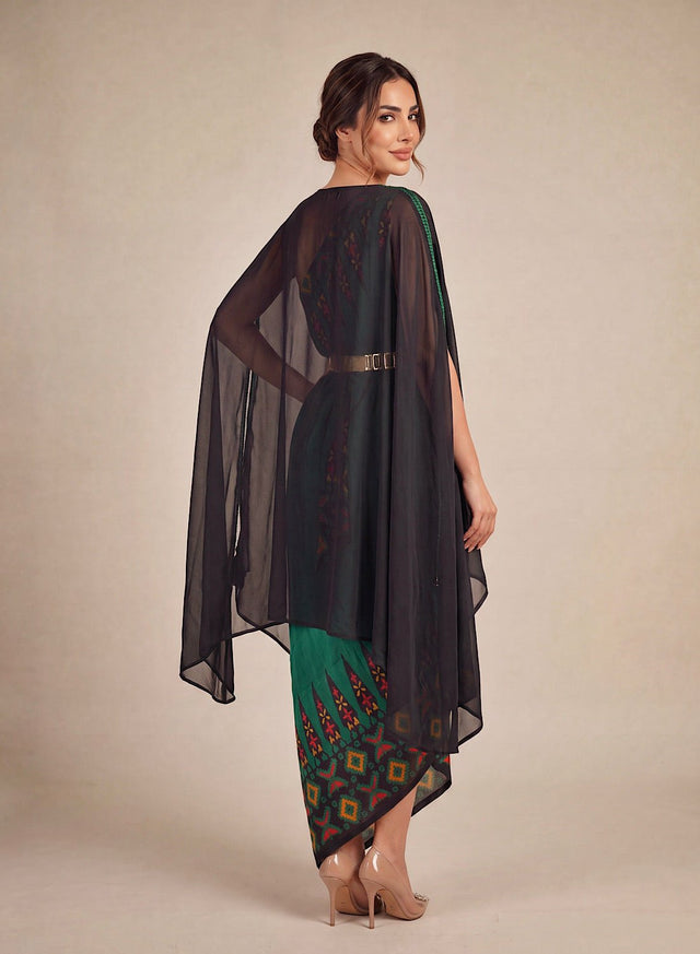 Ankara Green Cape set - Two-Piece Set - Mizyana