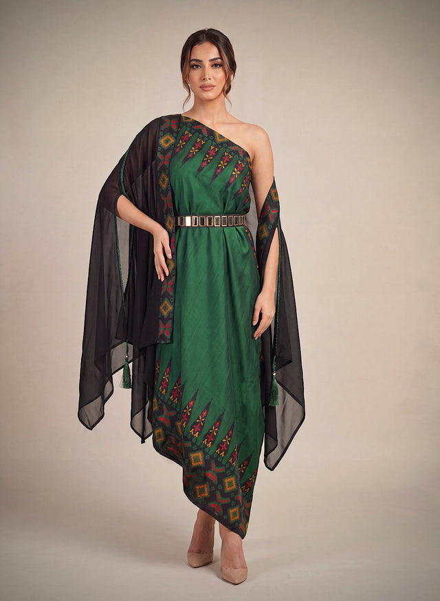 Ankara Green Cape set - Two-Piece Set - Mizyana