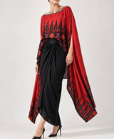 Ankara red drape skirt set - Two-Piece Set - Mizyana