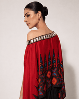 Ankara red drape skirt set - Two-Piece Set - Mizyana
