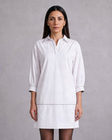 Apollo Sunlit Tide Print Cotton Poplin Shirt Dress with Bib - Shirt Dress - Mizyana