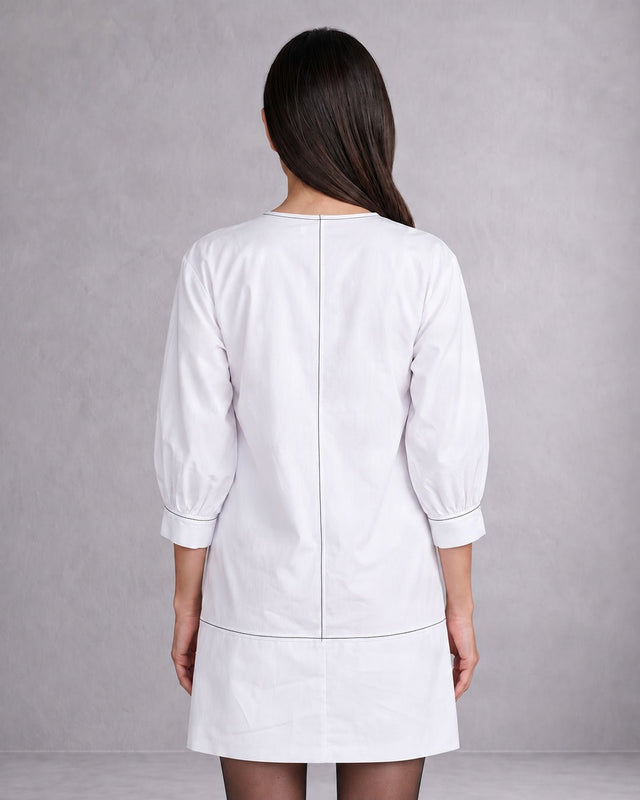 Apollo Sunlit Tide Print Cotton Poplin Shirt Dress with Bib - Shirt Dress - Mizyana