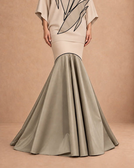 Arin Blush Taupe Mermaid Flare Skirt - Skirt - Mizyana