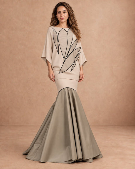 Arin Blush Taupe Mermaid Flare Skirt - Skirt - Mizyana