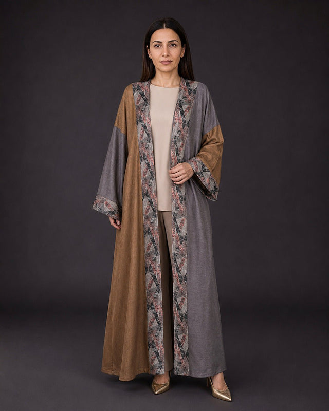 Artisan Linen Cotton Embellished Abaya - Abaya - Mizyana