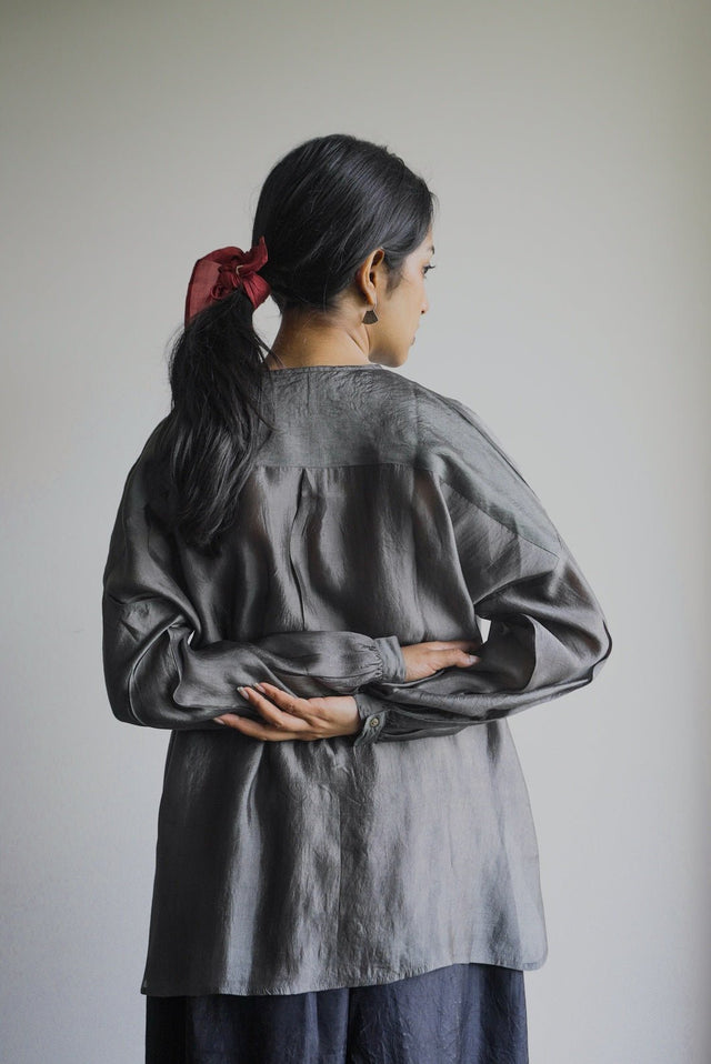 Ash: Collarless Shirt - Shirt - Mizyana