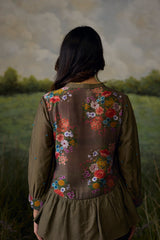 Ash grey gathered top - Shirt - Mizyana