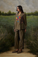 Ash grey gathered top - Shirt - Mizyana