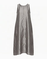 Ash Grey Handwoven Silk Organza Blend Midi Dress - Dress - Mizyana