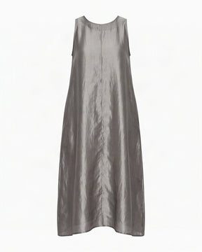 Ash Grey Handwoven Silk Organza Blend Midi Dress - Dress - Mizyana