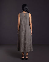 Ash Grey Handwoven Silk Organza Blend Midi Dress - Dress - Mizyana
