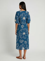 Ava Blue Cotton Dress - Dress - Mizyana