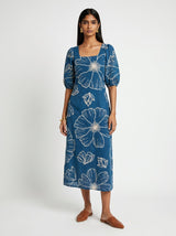 Ava Blue Cotton Dress - Dress - Mizyana