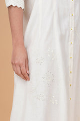 Azisai embroidery with cross stitch embroidery cotton chanderi dress - Dress - Mizyana