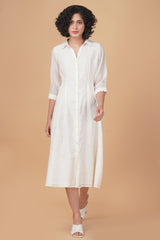 Azisai embroidery with cross stitch embroidery cotton chanderi dress - Dress - Mizyana