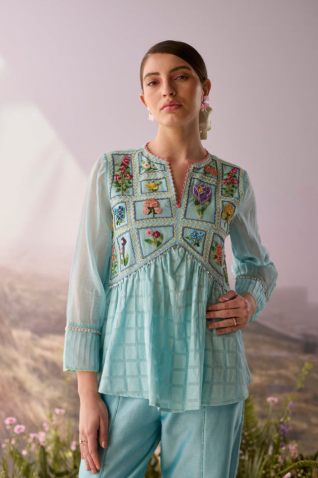 Azure Beaded Top - Shirt - Mizyana