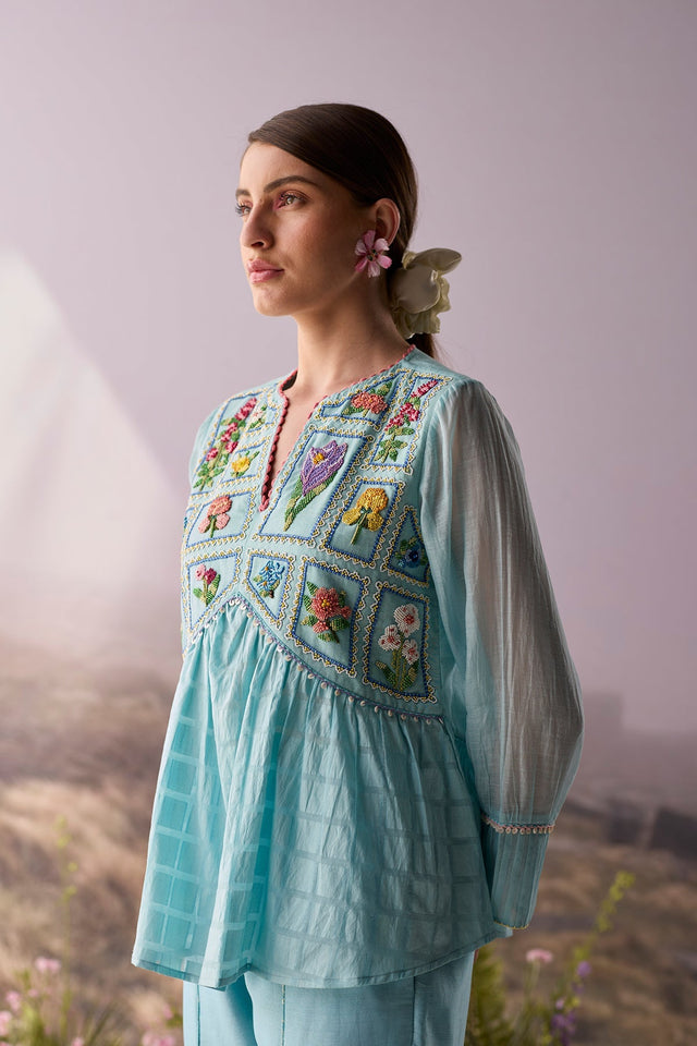 Azure Beaded Top - Shirt - Mizyana