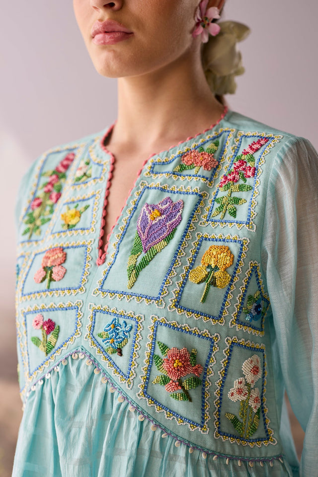 Azure Beaded Top - Shirt - Mizyana