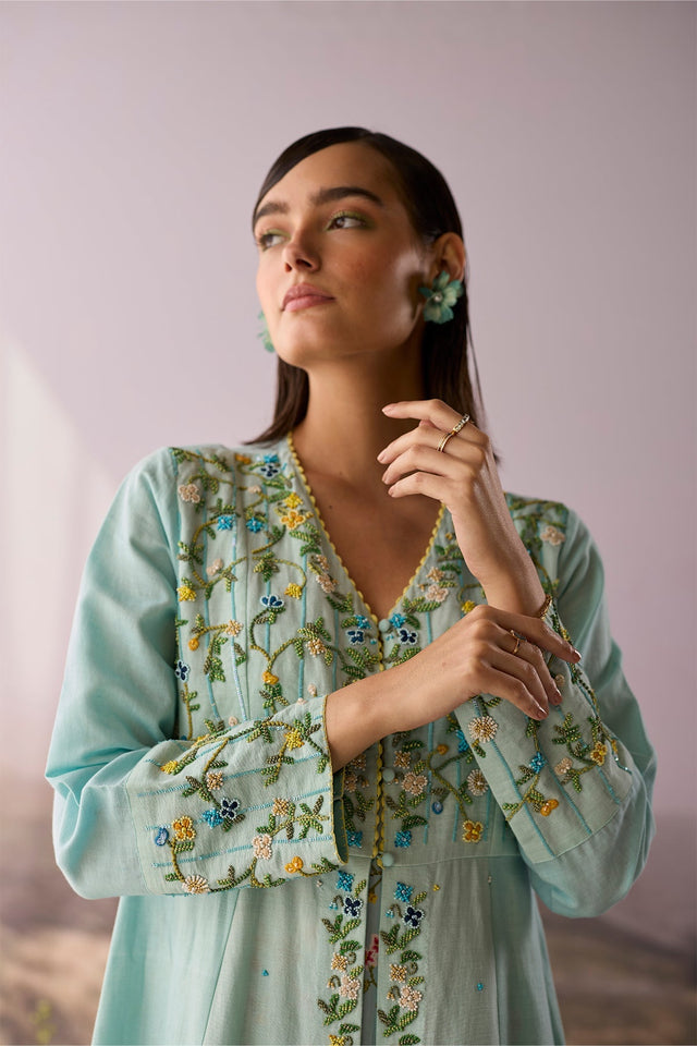 Azure Beaded Tunic - Tunic - Mizyana