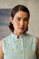 Azure Beaded Waistcoat - Coat - Mizyana
