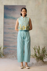 Azure Beaded Waistcoat - Coat - Mizyana