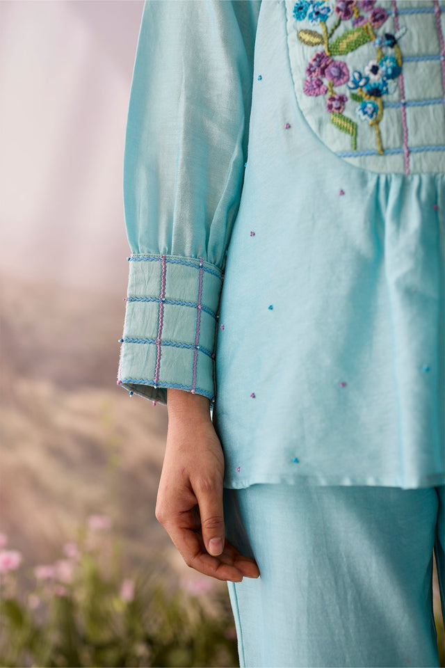 Azure Checkered Top - Shirt - Mizyana