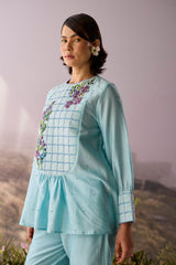 Azure Checkered Top - Shirt - Mizyana