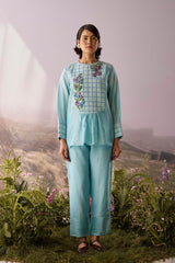 Azure Checkered Top - Shirt - Mizyana