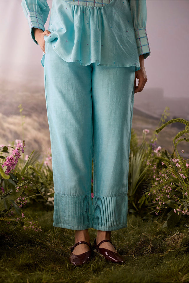 Azure Cuffed Pants - Trousers - Mizyana