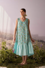 Azure Floral Dress - Dress - Mizyana