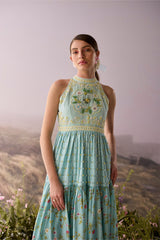 Azure Halter Neck Dress - Dress - Mizyana