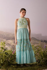 Azure Halter Neck Dress - Dress - Mizyana